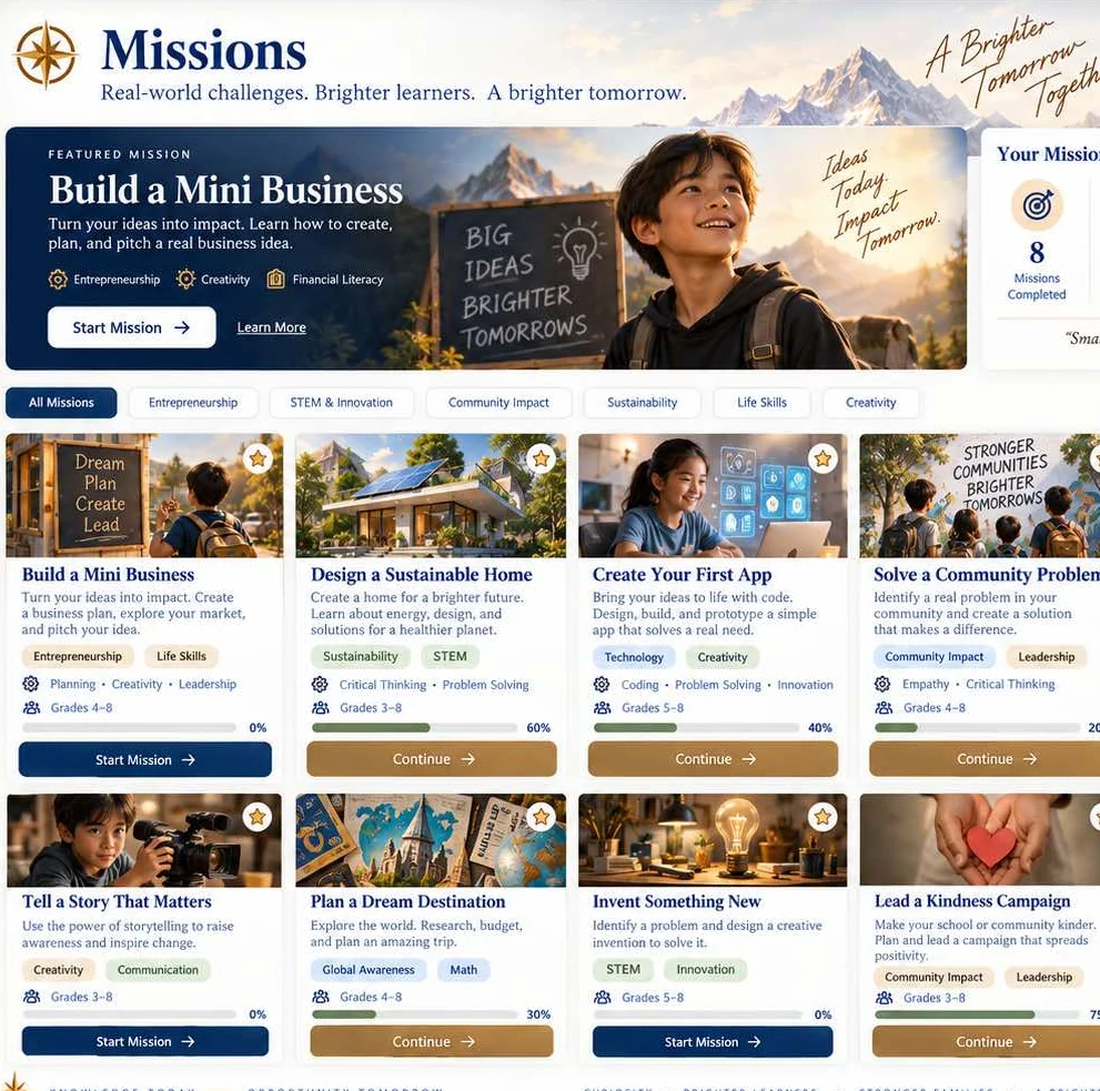 Future Leaders mission cards and learning journey
